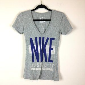 Nike Slim Fit V Neck Heathered Graphic T Shirt
